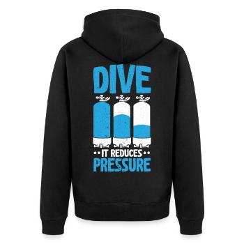 Tauchen Es reduziert den Druck Tauchen Aquatic Scu - Unisex Premium Bio Zip Hoodie - Schwarz - Hinten - Nico (187cm)