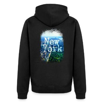 New York - Unisex Premium Bio Zip Hoodie - Schwarz - Hinten - Nico (187cm)