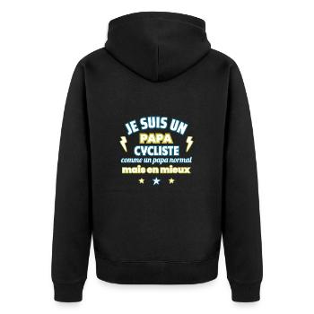 Papa CYCLISTE,cadeau fête des pères,vélo,cyclisme - Veste à capuche bio Premium Unisexe - noir - Dos - Nico (187cm)