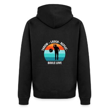 Boule Petanque Boccia Boules - Unisex Premium Bio Zip Hoodie - Schwarz - Hinten - Nico (187cm)