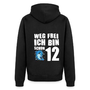 12. Geburtstag Delfin 12 Jahre alt Geschenk - Unisex Premium Bio Zip Hoodie - Schwarz - Hinten - Nico (187cm)