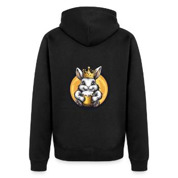 Hase Bier Comic - Unisex Premium Bio Zip Hoodie - Schwarz - Hinten - Nico (187cm)