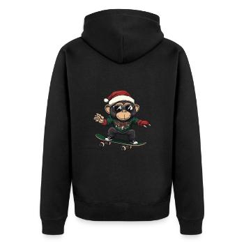 Monkey Christmas Funny - Unisex Premium Organic Zip Hoodie - black - Back - Nico (187cm)