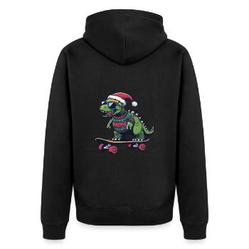 Dinosaure stégosaure Noël drôle - Veste à capuche bio Premium Unisexe - noir - Dos - Nico (187cm)