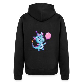 Drache Geburtstag Baby - Unisex Premium Bio Zip Hoodie - Schwarz - Hinten - Nico (187cm)
