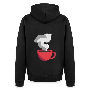 Kaffee Illustration Sticker Rote Kaffeetasse - Unisex Premium Bio Zip Hoodie - Schwarz - Hinten - Nico (187cm)