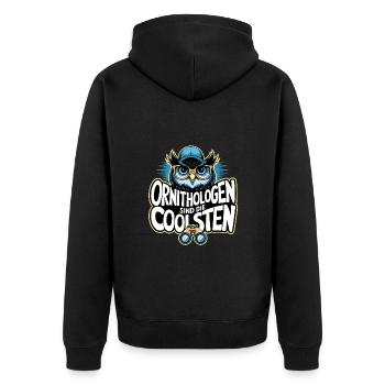 Ornithologen sind die Coolsten lustige Eule - Unisex Premium Bio Zip Hoodie - Schwarz - Hinten - Nico (187cm)