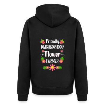 Nachbar Haus Bier Feier - Unisex Premium Bio Zip Hoodie - Schwarz - Hinten - Nico (187cm)