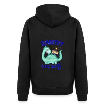 Dino. Happy Birthday - Unisex Premium Organic Zip Hoodie - black - Back - Nico (187cm)