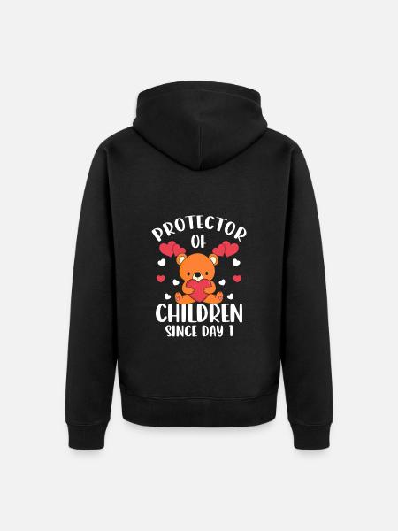 Teddy Offspring Protector - Unisex Premium Organic Zip Hoodie - black