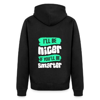 Sarcasm Comic Irony - Unisex Premium Organic Zip Hoodie - black - Back - Nico (187cm)