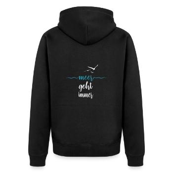 Meer geht immer - Möwen Wellen Nordsee - Unisex Premium Bio Zip Hoodie - Schwarz - Hinten - Nico (187cm)