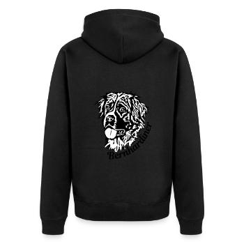 Bernhardiner Kopf - Unisex Premium Bio Zip Hoodie - Schwarz - Hinten - Nico (187cm)