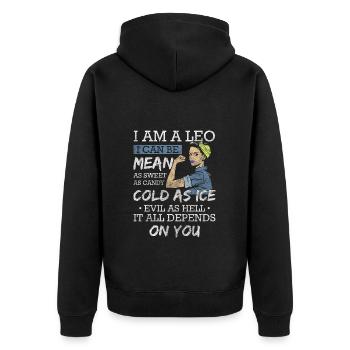 Caractéristiques de la superstition du Lion Lion - Veste à capuche bio Premium Unisexe - noir - Dos - Nico (187cm)