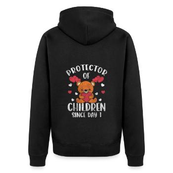 Kuscheltier Kinder Niedlich - Unisex Premium Bio Zip Hoodie - Schwarz - Hinten - Nico (187cm)