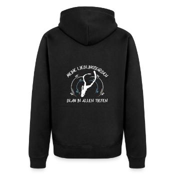 Taucher tauchen Sporttaucher Gerätetauchen - Unisex Premium Bio Zip Hoodie - Schwarz - Hinten - Nico (187cm)