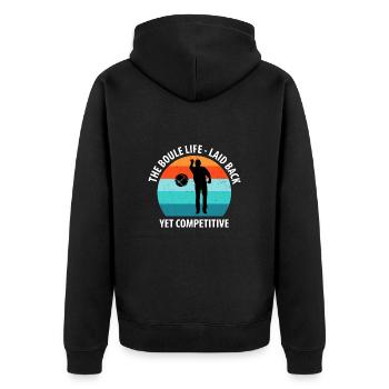 Boule Petanque Boccia Boules - Unisex Premium Bio Zip Hoodie - Schwarz - Hinten - Nico (187cm)