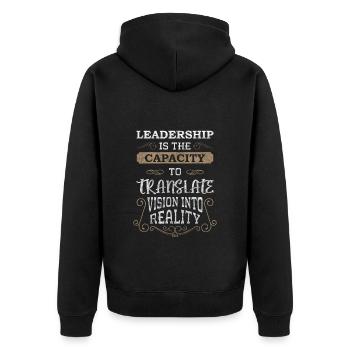 büro karriere angestellte - Unisex Premium Bio Zip Hoodie - Schwarz - Hinten - Nico (187cm)
