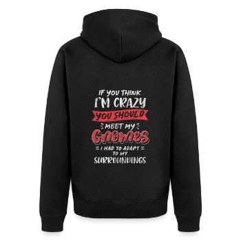 Gnom Gartenzwerg Kobold - Unisex Premium Bio Zip Hoodie - Schwarz - Hinten - Nico (187cm)