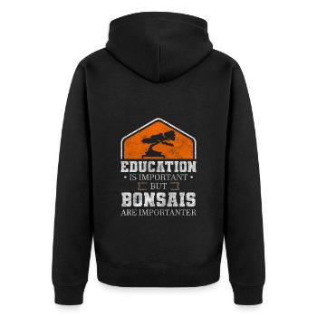 Bonsaibaum Asien Baum Natur - Unisex Premium Bio Zip Hoodie - Schwarz - Hinten - Nico (187cm)