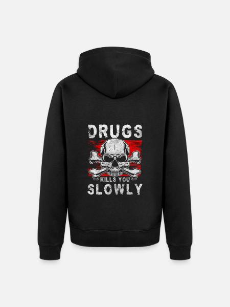Drogenfrei Abhängig Gesund Joint - Unisex Premium Bio Zip Hoodie - Schwarz