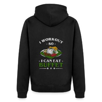 Mahlzeit Genießer Getränke Vielesser - Unisex Premium Bio Zip Hoodie - Schwarz - Hinten - Nico (187cm)