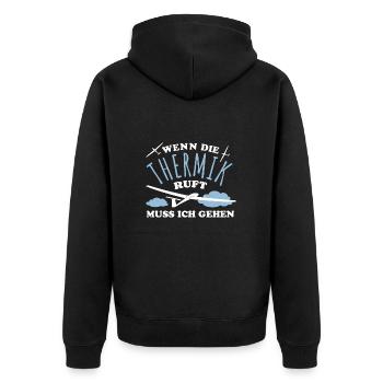 Wenn die Thermik ruft muss ich gehen - Segelflug - Unisex Premium Bio Zip Hoodie - Schwarz - Hinten - Nico (187cm)