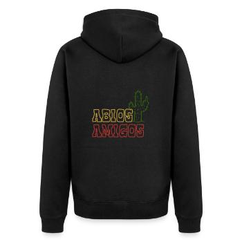 Abios Amigos - Mittelfinger Abitur Abi - Unisex Premium Bio Zip Hoodie - Schwarz - Hinten - Nico (187cm)