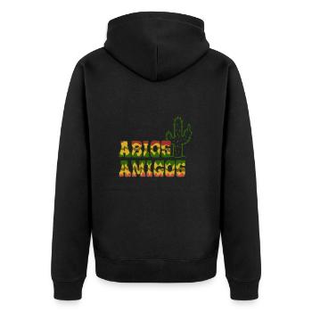 Abios Amigos - Mittelfinger Abitur Abi - Unisex Premium Bio Zip Hoodie - Schwarz - Hinten - Nico (187cm)