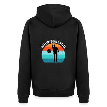 Boule Petanque Boccia Boules - Unisex Premium Bio Zip Hoodie - Schwarz - Hinten - Nico (187cm)
