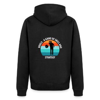 Boule Petanque Boccia Boules - Unisex Premium Bio Zip Hoodie - Schwarz - Hinten - Nico (187cm)