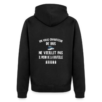 Un vrai chauffeur de bus ne vieillit pas t-shirt - Veste à capuche bio Premium Unisexe - noir - Dos - Nico (187cm)