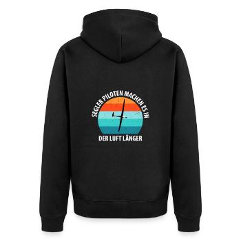 Segelflieger Segelfliegen Segelflugzeug Fliegen - Unisex Premium Bio Zip Hoodie - Schwarz - Hinten - Nico (187cm)