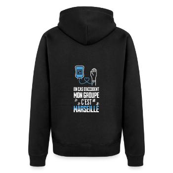 Cadeau pour supporter de marseille marseillais - Veste à capuche bio Premium Unisexe - noir - Dos - Nico (187cm)