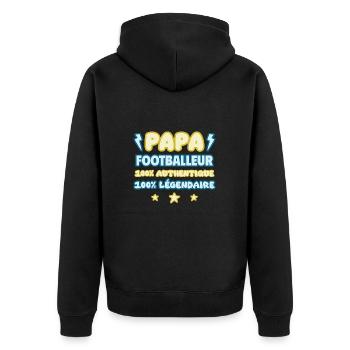 Papa footballeur,foot,Football,fête des pères - Veste à capuche bio Premium Unisexe - noir - Dos - Nico (187cm)