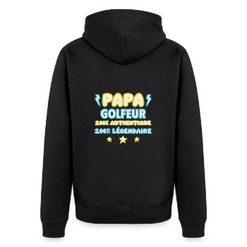 Papa golfeur,cadeau fête des pères,Papa,Golf,golf - Veste à capuche bio Premium Unisexe - noir - Dos - Nico (187cm)