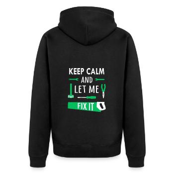 Keep calm and let me fix it - Unisex Premium Organic Zip Hoodie - black - Back - Nico (187cm)