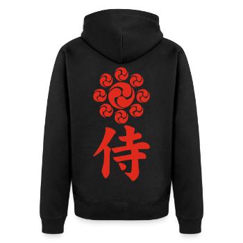 Samurai emblem of the Uesugi clan (red) - Unisex Premium Organic Zip Hoodie - black - Back - Nico (187cm)