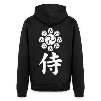 Samurai emblem of the Uesugi clan (white) - Unisex Premium Organic Zip Hoodie - black - Back - Nico (187cm)