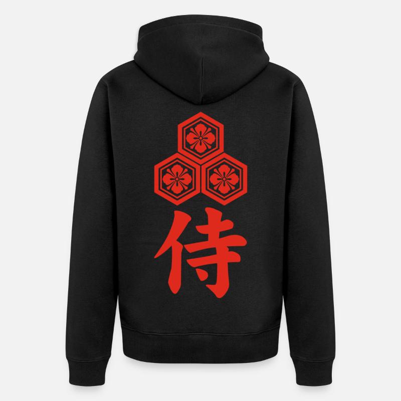 Samurai-Emblem des Asai-Clans (rot) - Unisex Premium Bio Zip Hoodie - Schwarz