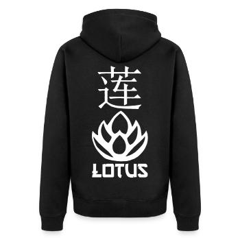 Lotus blanc et Asie - Veste à capuche bio Premium Unisexe - noir - Dos - Nico (187cm)