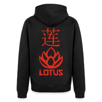 Lotus rouge et Asie - Veste à capuche bio Premium Unisexe - noir - Dos - Nico (187cm)