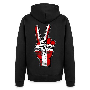 Dänemark Flagge Frieden Victory Symbol used - Unisex Premium Bio Zip Hoodie - Schwarz - Hinten - Nico (187cm)