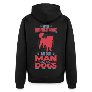 Vieil homme qui aime les chiens - Veste à capuche bio Premium Unisexe - noir - Dos - Nico (187cm)