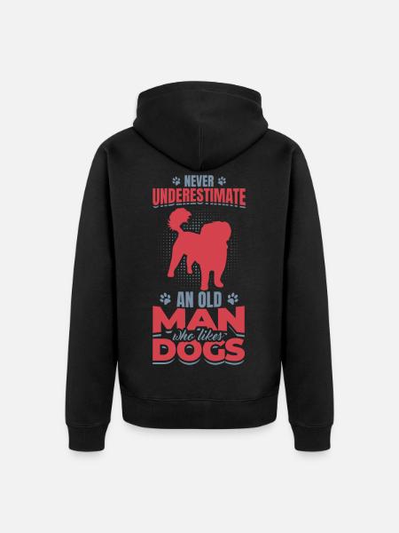 Old Man Who Likes Dogs - Unisex Premium Organic Zip Hoodie - black