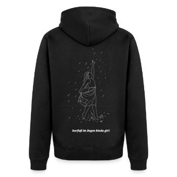 Barefoot in the rain kinda girl 👣 - Unisex Premium Organic Zip Hoodie - black - Back - Nico (187cm)