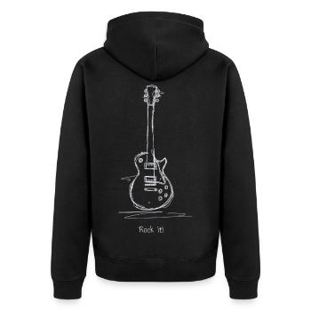 Motif du rock à la guitare craie - Veste à capuche bio Premium Unisexe - noir - Dos - Nico (187cm)
