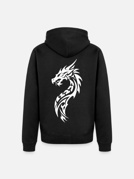 Tribal Drache Silhouette - Unisex Premium Bio Zip Hoodie - Schwarz