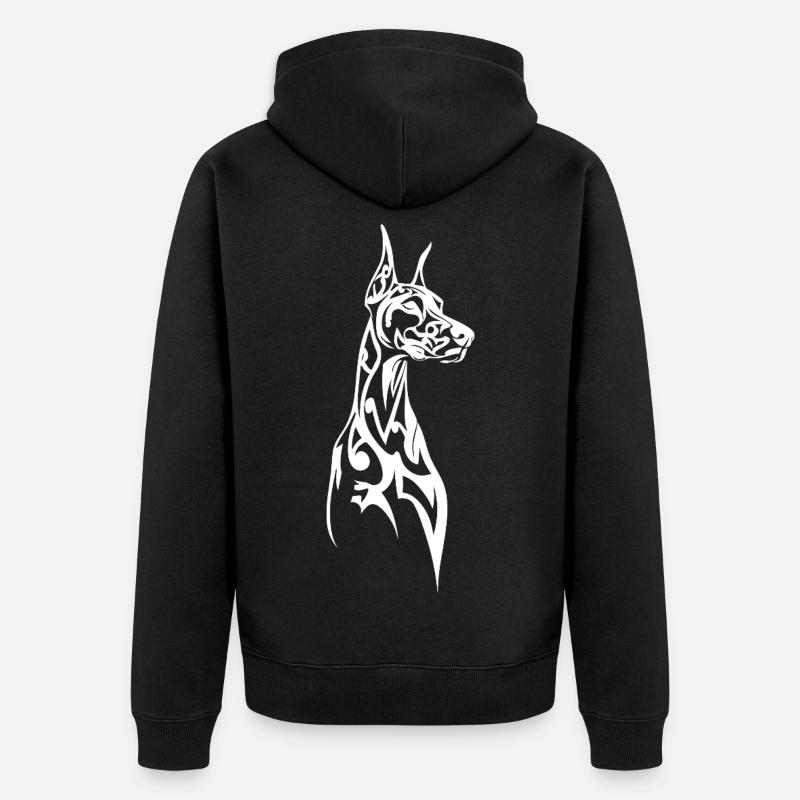 Linienkunst Dobermann Profil - Unisex Premium Bio Zip Hoodie - Schwarz