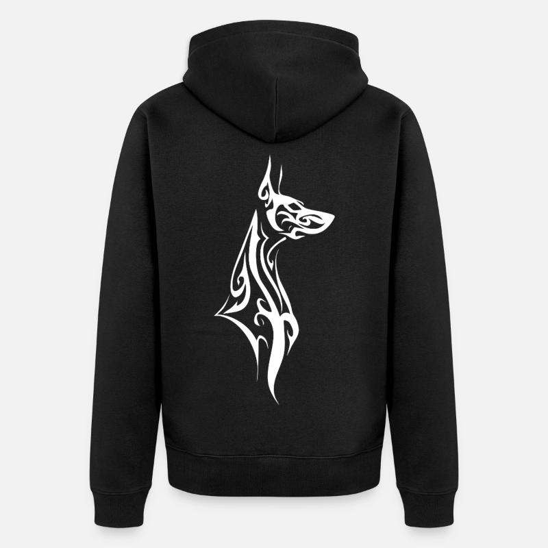 Doberman tribal Noir Blanc - Veste à capuche bio Premium Unisexe - noir